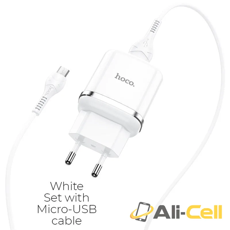 Wall charger “N3 Vigour” QC3.0 EU plug set with cable (N3 Micro Usb White, Set With Micro Usb Cable)