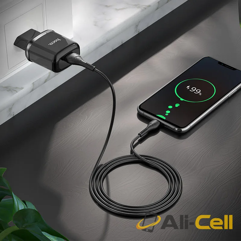 Wall charger “N3 Vigour” QC3.0 EU plug set with cable (N3 Micro Usb White, Set With Micro Usb Cable) — 5