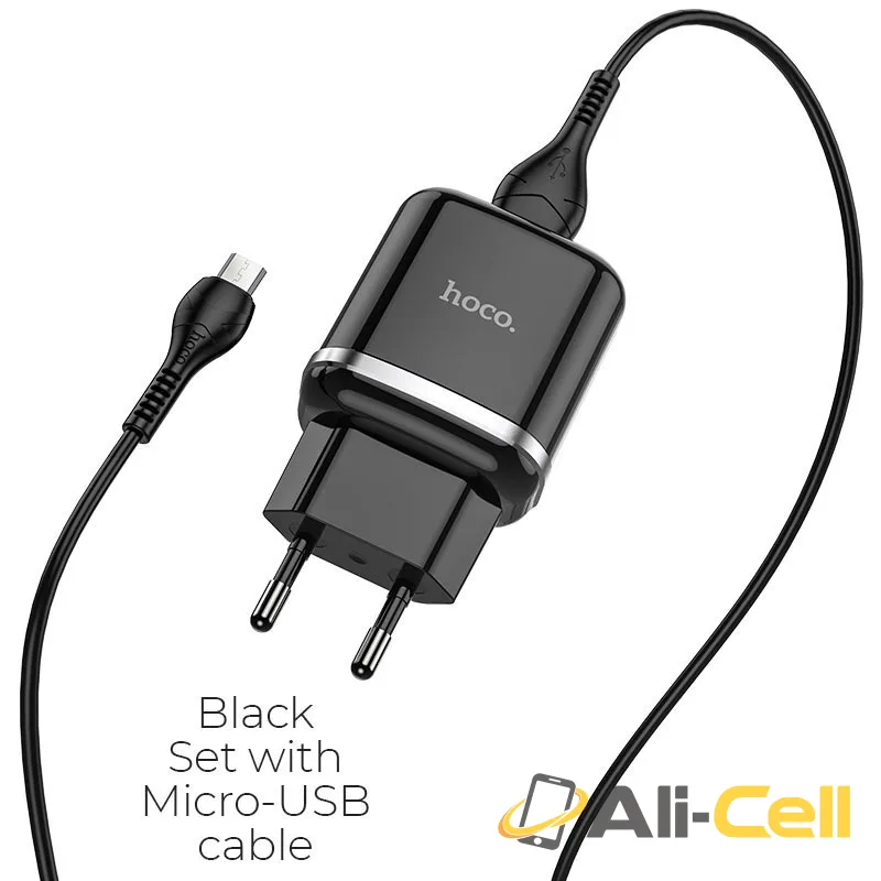Wall charger “N3 Vigour” QC3.0 EU plug set with cable (N3 Micro Usb Black, Set With Micro Usb Cable)