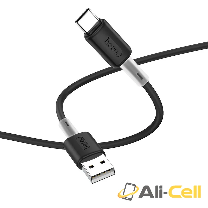 Cable USB to Type-C “X48 Soft Silicone” charging data sync (X48 Type C Black, 1.0m) — 2