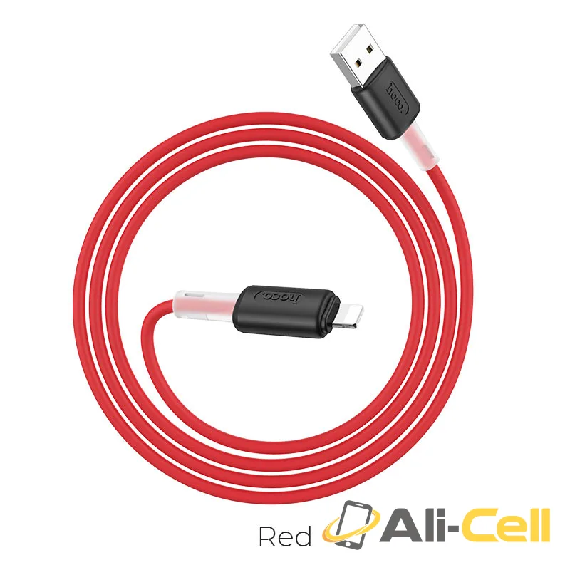 Cable USB to Lightning “X48 Soft Silicone” charging data sync (X48 Lightning Red, 1.0m)