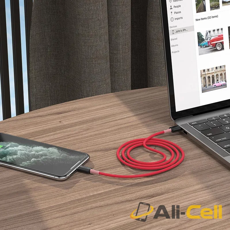 Cable USB to Lightning “X48 Soft Silicone” charging data sync (X48 Lightning Red, 1.0m) — 5