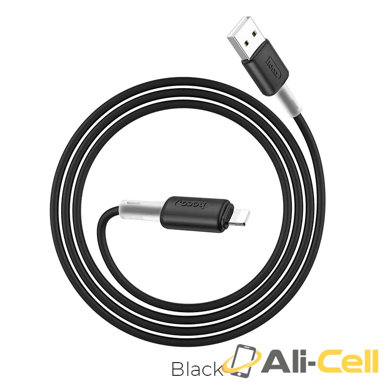 Cable USB to Lightning “X48 Soft Silicone” charging data sync (X48 Lightning Black, 1.0m)