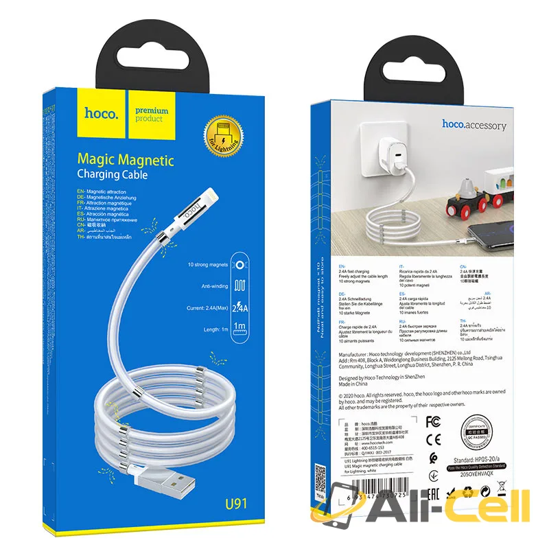 Cable USB to Lightning “U91 Magic magnetic” for charging (U91 Lightning White, 1.0m) — 7