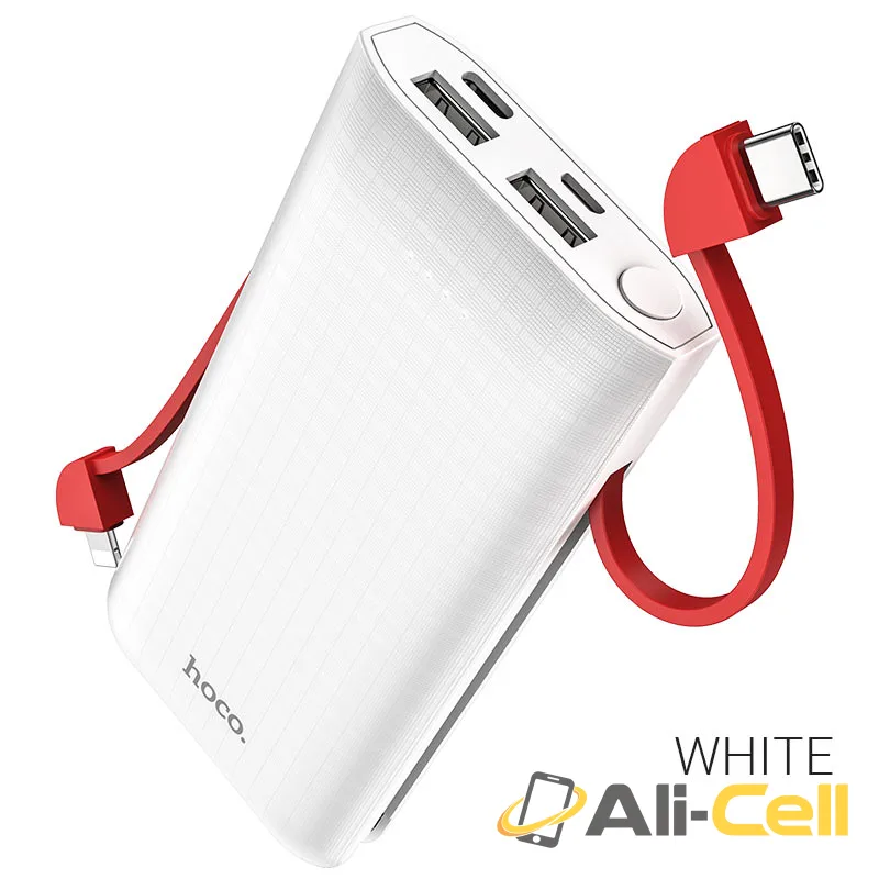 Power bank “J67 Rill” 10000mAh with built-in cables (J67 White)