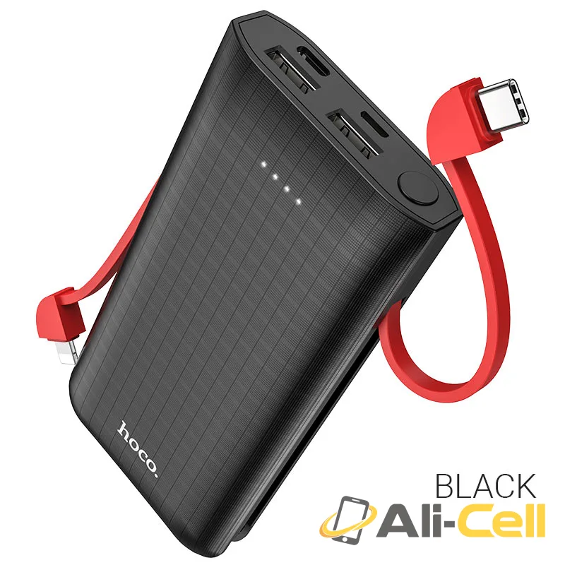 Power bank “J67 Rill” 10000mAh with built-in cables (J67 Black)