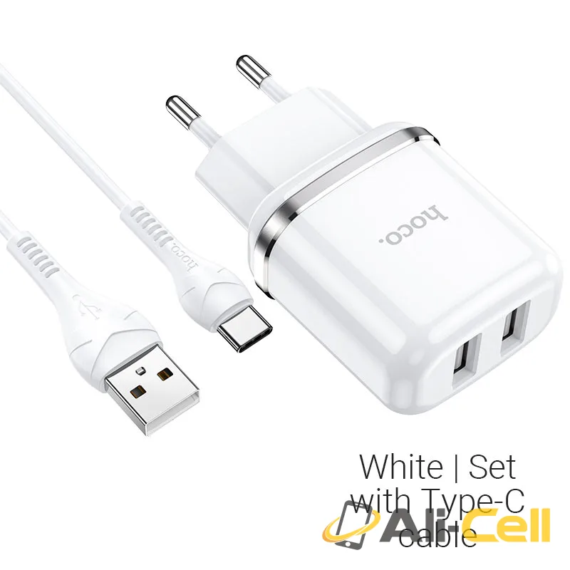 Wall charger “N4 Aspiring” EU plug set with cable (N4 Type C White, Set With Type C Cable)