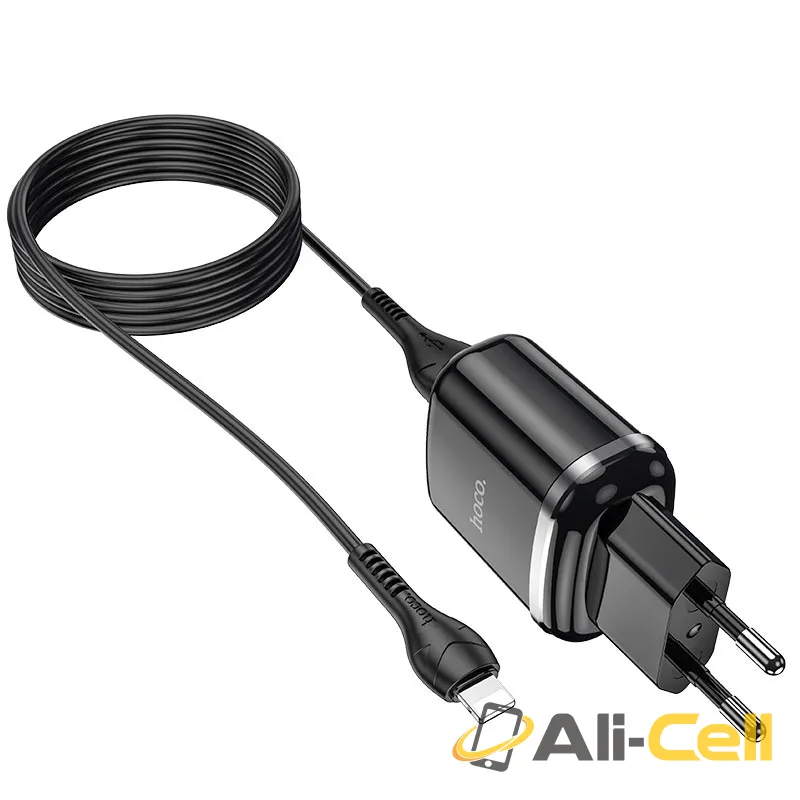 Wall charger “N4 Aspiring” EU plug set with cable (N4 Black, Single) — 3