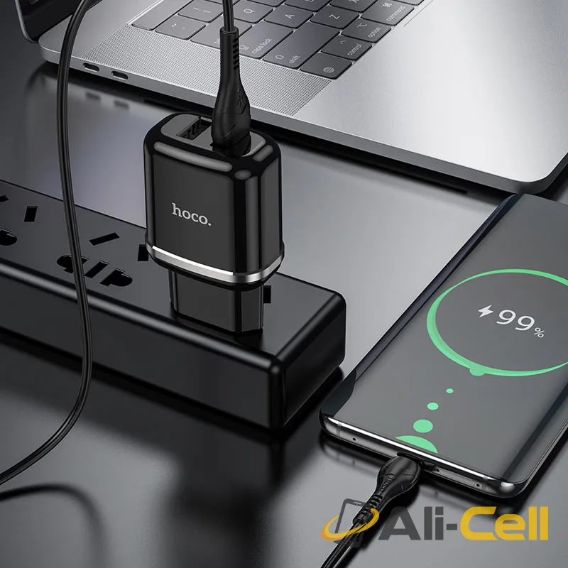 Wall charger “N4 Aspiring” EU plug set with cable (N4 Black, Single) — 5