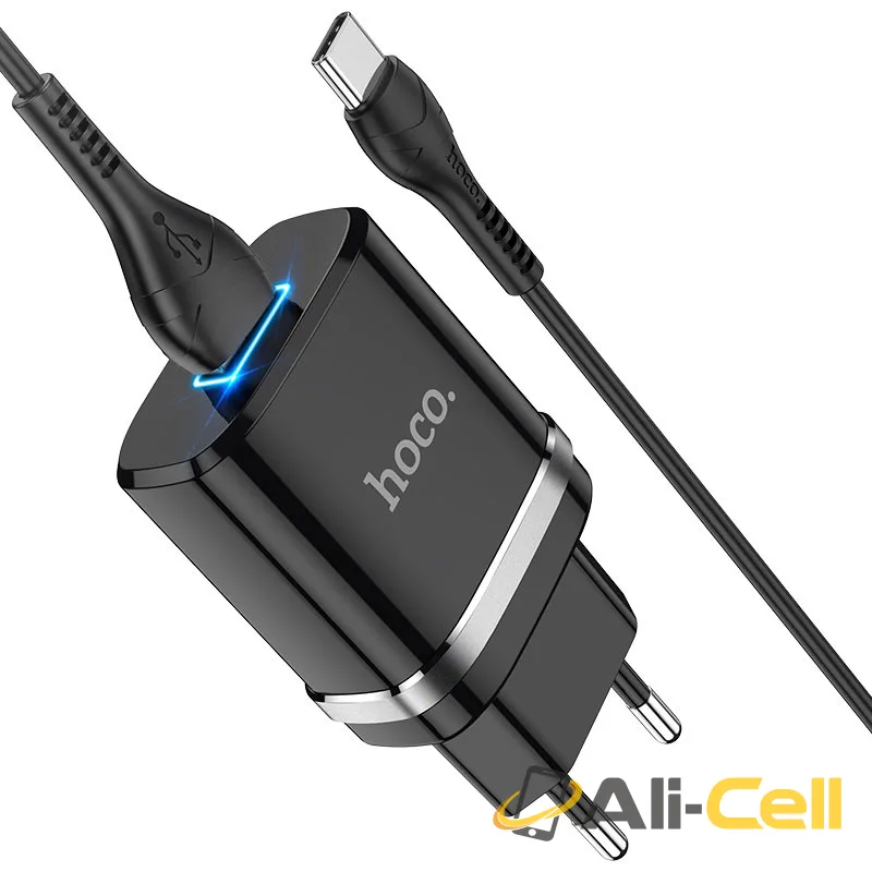 Wall charger “N1 Ardent” EU plug set with cable (N1 Black, Single) — 3