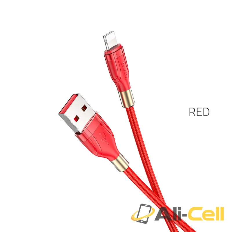 Cable USB to Lightning “U92 Gold collar” charging data sync (U92 Lightning Red, 1.2m)
