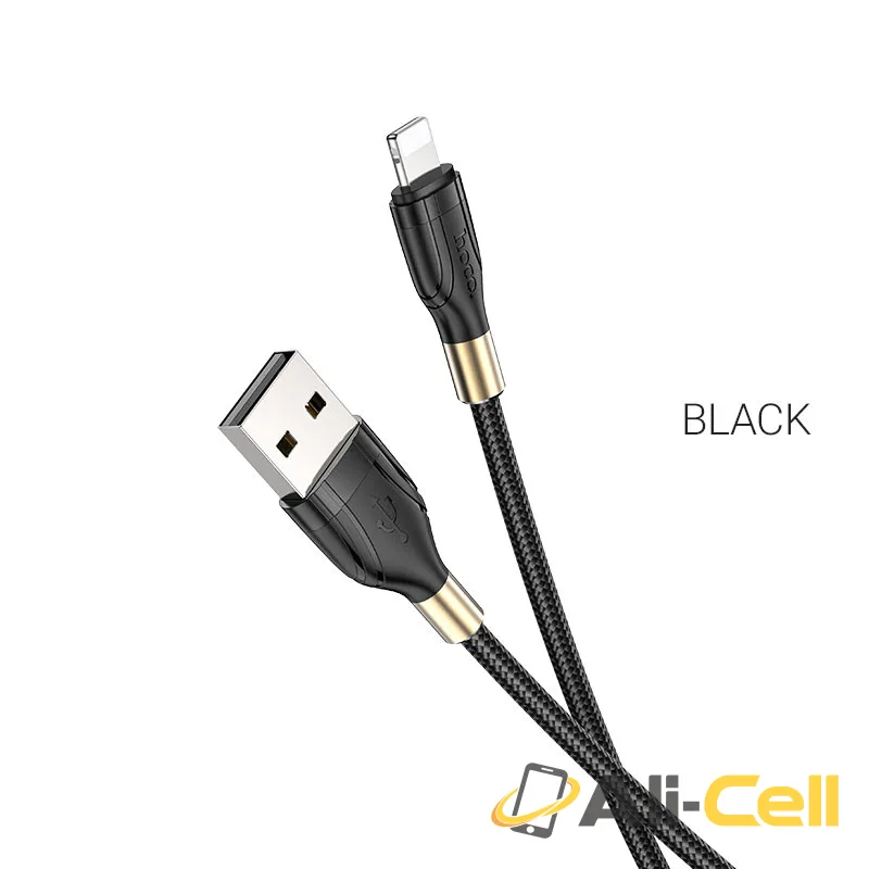 Cable USB to Lightning “U92 Gold collar” charging data sync (U92 Lightning Black, 1.2m)