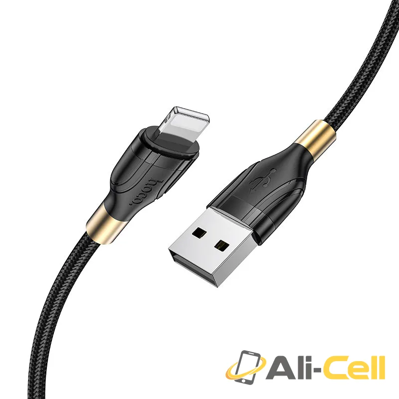 Cable USB to Lightning “U92 Gold collar” charging data sync (U92 Lightning Black, 1.2m) — 2