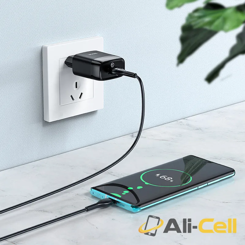 Wall charger “C72Q Glorious” QC3.0 EU plug set with cable (C72q White, Single) — 6