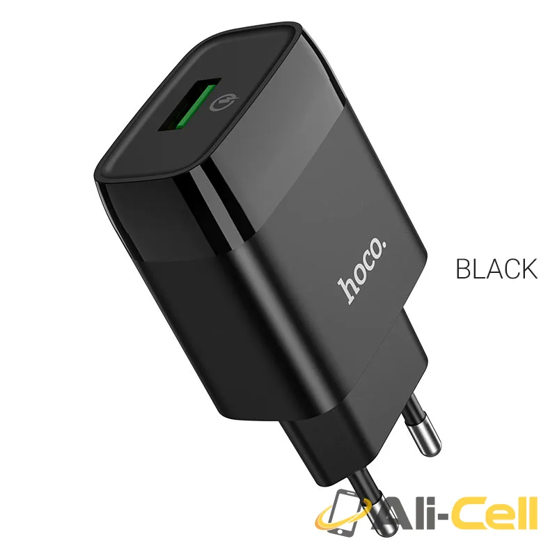 Wall charger “C72Q Glorious” QC3.0 EU plug set with cable (C72q Black, Single)