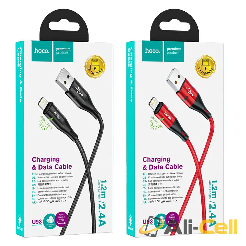 Cable USB to Lightning “U93 Shadow” charging data sync (U93 Lightning Red, 1.2m) — 7