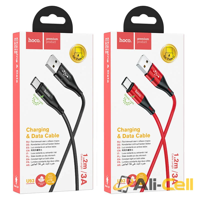 Cable USB to Type-C “U93 Shadow” charging data sync (U93 Type C Red, 1.2m) — 7