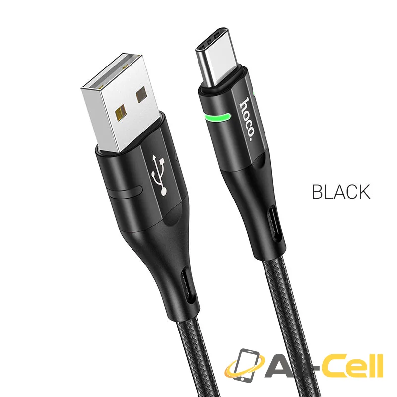 Cable USB to Type-C “U93 Shadow” charging data sync (U93 Type C Black, 1.2m)