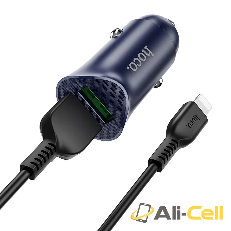 Car charger “Z39 Farsighted” QC3.0 dual port set with cable (Z39 Blue, Single) — 2