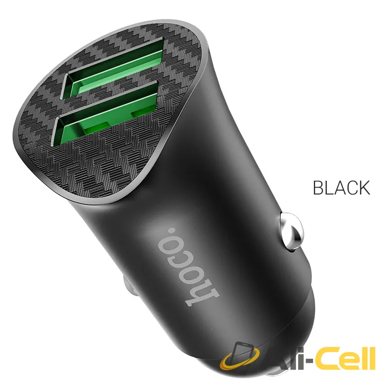 Car charger “Z39 Farsighted” QC3.0 dual port set with cable (Z39 Black, Single)