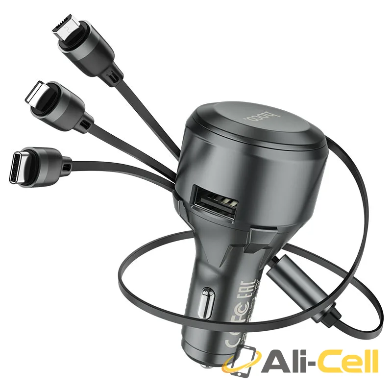 Car charger “S27 Tributo” with 3-in-1 cable (S27 Metal Gray) — 2