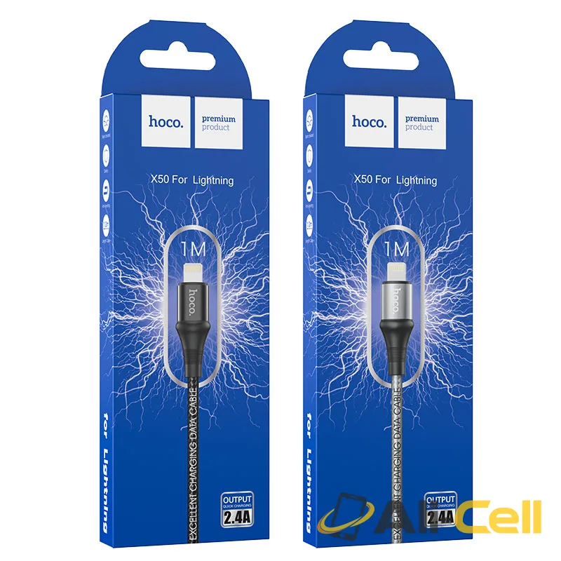Cable USB to Lightning “X50 Excellent” charging data sync (X50 Lightning Black, 1.0m) — 7
