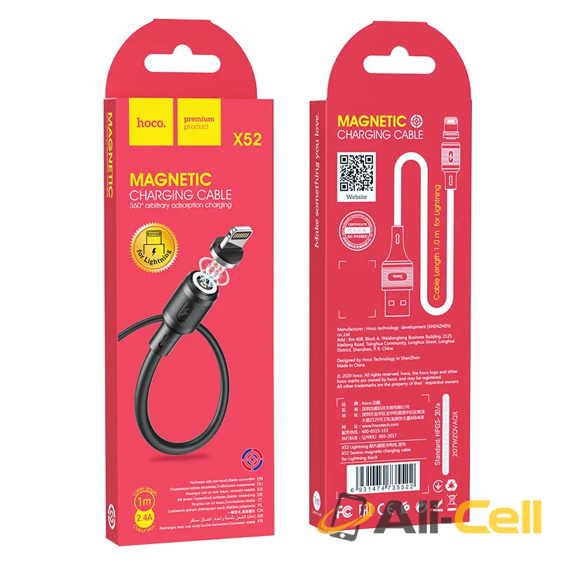 Cable USB to Lightning “X52 Sereno” magnetic charging (X52 Lightning Black, 1.0m) — 7