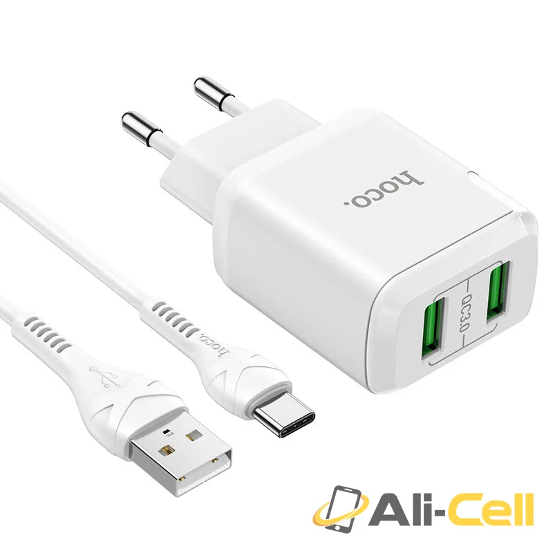 Wall charger “N6 Charmer” dual port QC3.0 EU set with cable (N6 Micro Usb Black, Set With Micro Usb Cable) — 3
