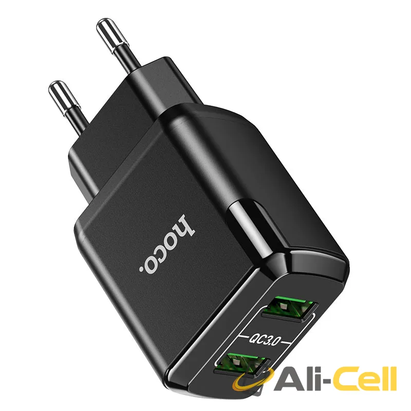 Wall charger “N6 Charmer” dual port QC3.0 EU set with cable (N6 Black, Single) — 4