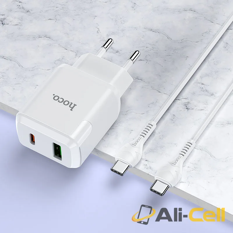 Wall charger “N5 Favor” PD20W + QC3.0 EU set with cable (N5 White, Single) — 6