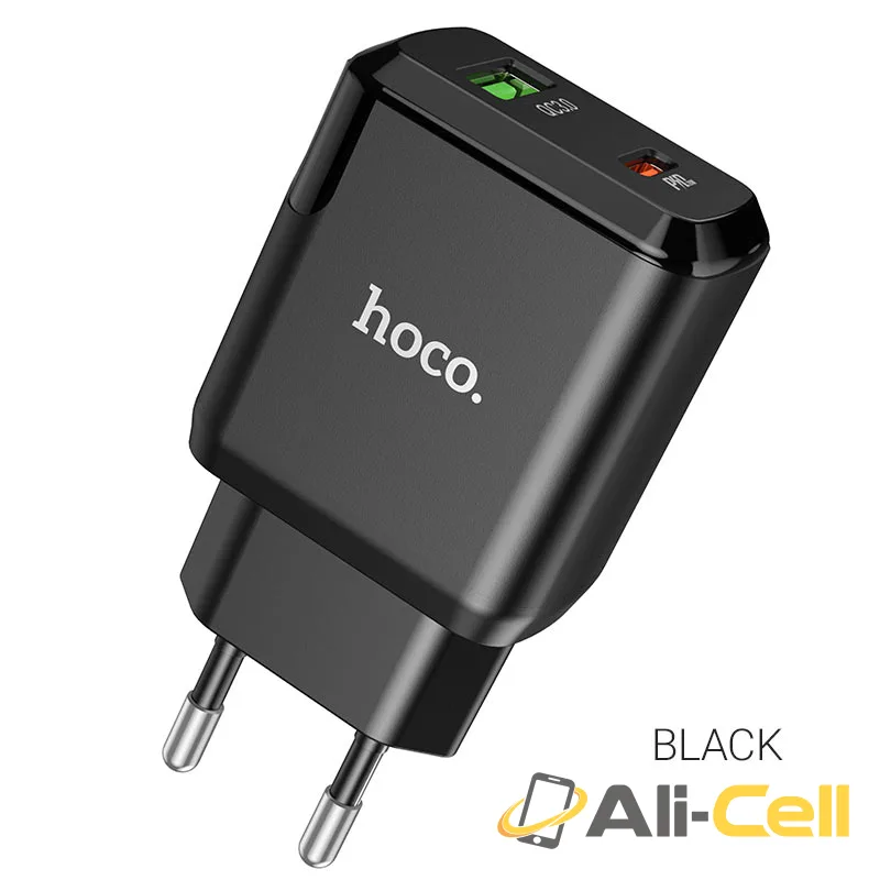 Wall charger “N5 Favor” PD20W + QC3.0 EU set with cable (N5 Black, Single)