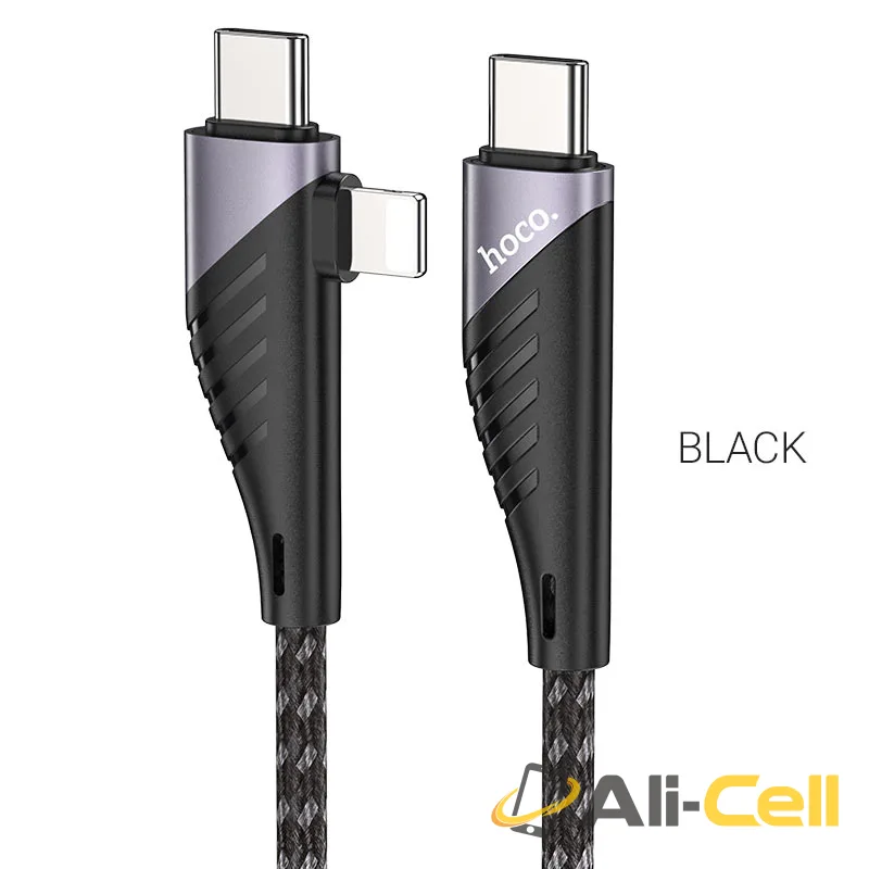 Cable 2-in-1 Type-C / Lightning to Type-C “U95 Freeway” PD (U95 2in1 Pd Type C To Type C Lightning Black, 1.2m)