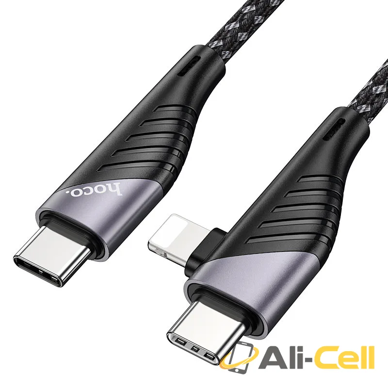 Cable 2-in-1 Type-C / Lightning to Type-C “U95 Freeway” PD (U95 2in1 Pd Type C To Type C Lightning Black, 1.2m) — 2