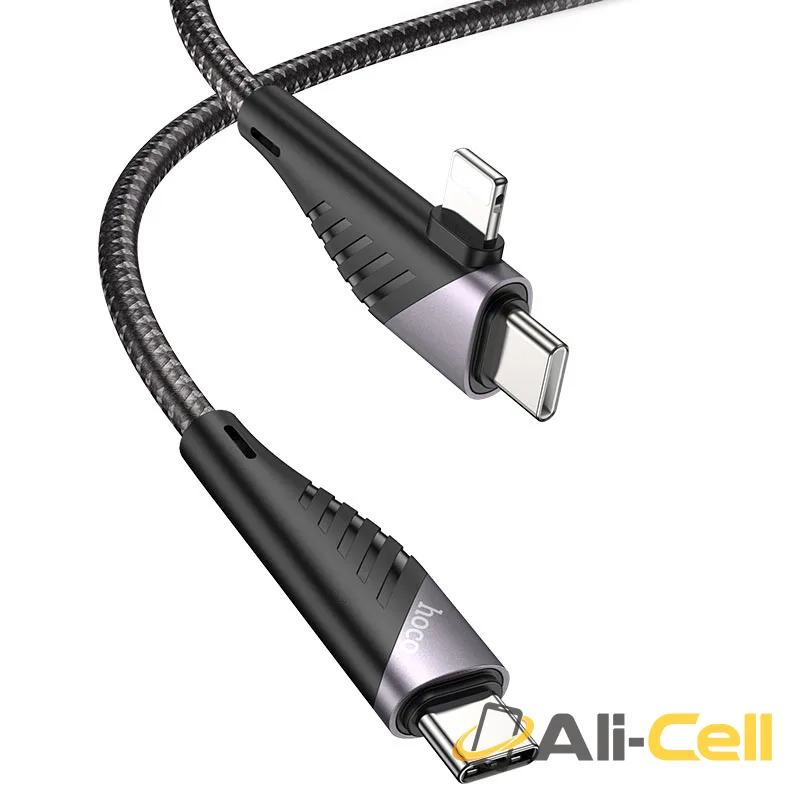 Cable 2-in-1 Type-C / Lightning to Type-C “U95 Freeway” PD (U95 2in1 Pd Type C To Type C Lightning Black, 1.2m) — 3