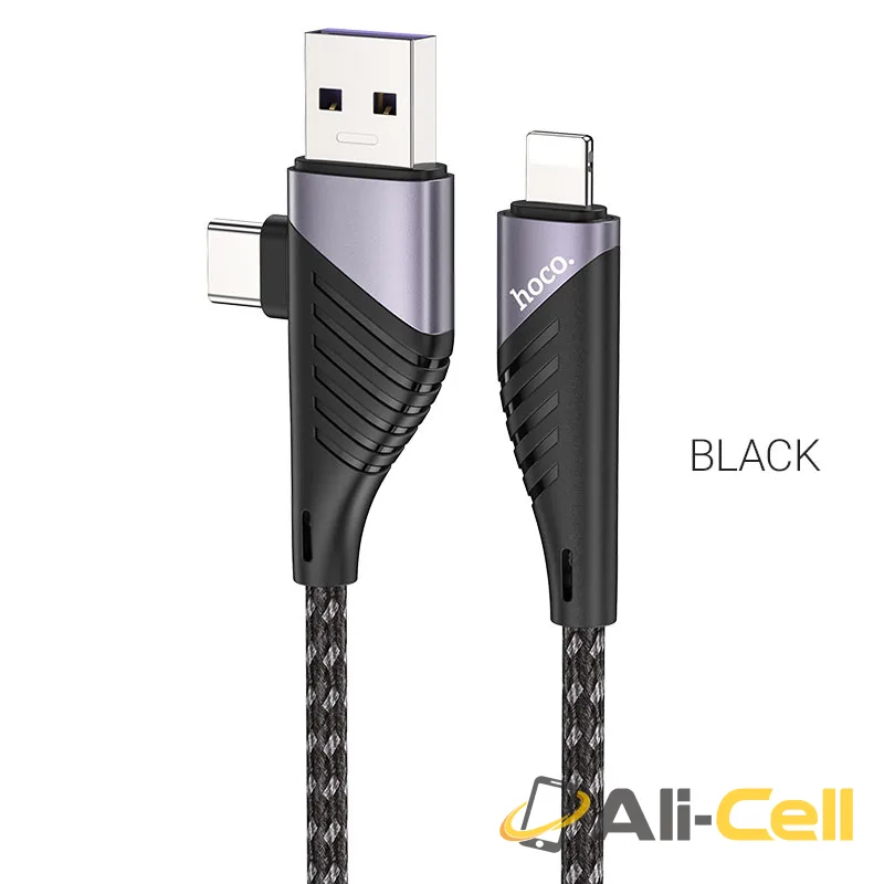 Cable 2-in-1 USB / Type-C to Lightning “U95 Freeway” PD (U95 2in1 Pd Usb Type C To Lightning Black, 1.2m)