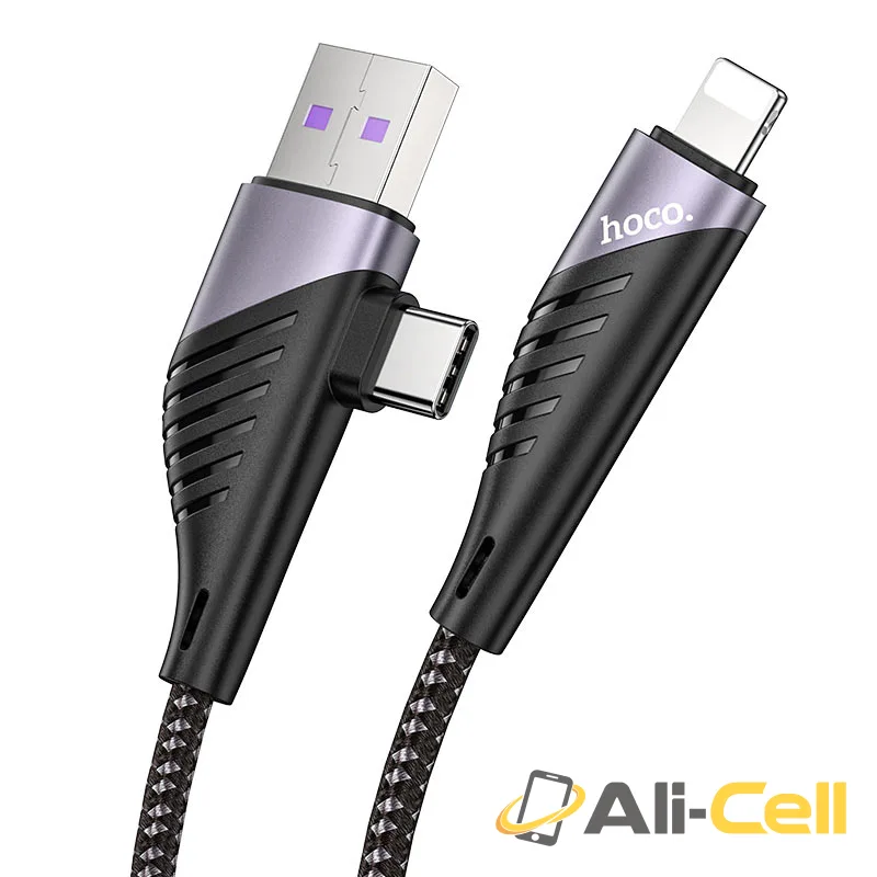 Cable 2-in-1 USB / Type-C to Lightning “U95 Freeway” PD (U95 2in1 Pd Usb Type C To Lightning Black, 1.2m) — 2