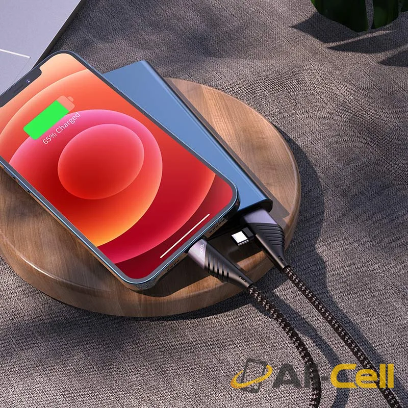 Cable 2-in-1 USB / Type-C to Lightning “U95 Freeway” PD (U95 2in1 Pd Usb Type C To Lightning Black, 1.2m) — 5
