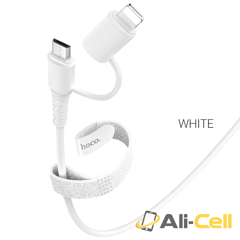 Cable 2-in-1 USB to Lightning / Micro-USB “X54 Cool dual” (X54 2in1 Micro Usb Lightning White, 1.0m)