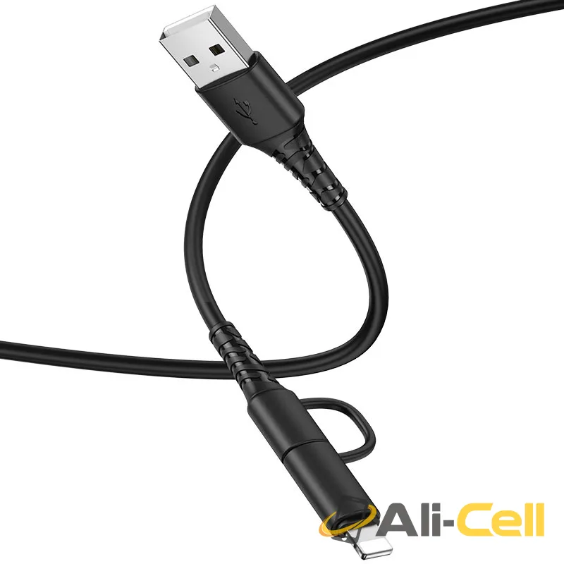 Cable 2-in-1 USB to Lightning / Micro-USB “X54 Cool dual” (X54 2in1 Micro Usb Lightning White, 1.0m) — 3