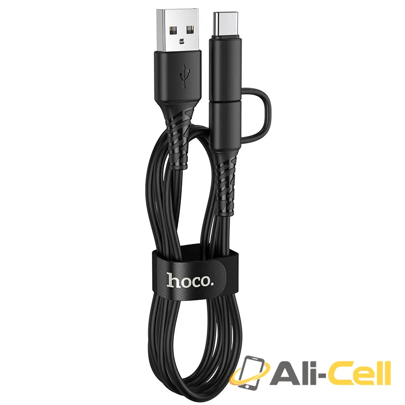 Cable 2-in-1 USB to Type-C / Micro-USB “X54 Cool dual” (X54 2in1 Micro Usb Type C White, 1.0m) — 4