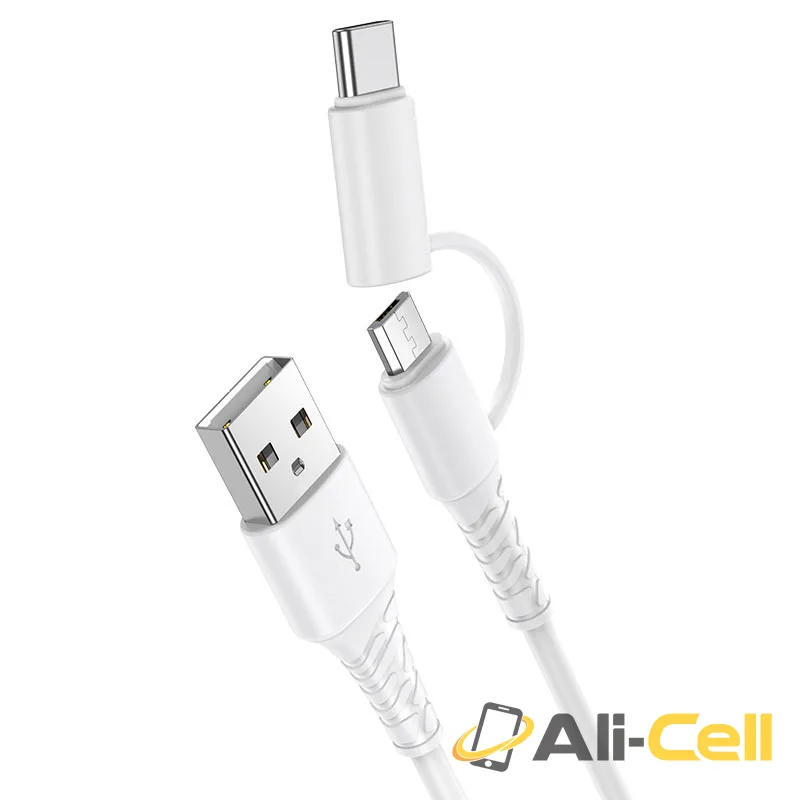 Cable 2-in-1 USB to Type-C / Micro-USB “X54 Cool dual” (X54 2in1 Micro Usb Type C Black, 1.0m) — 2