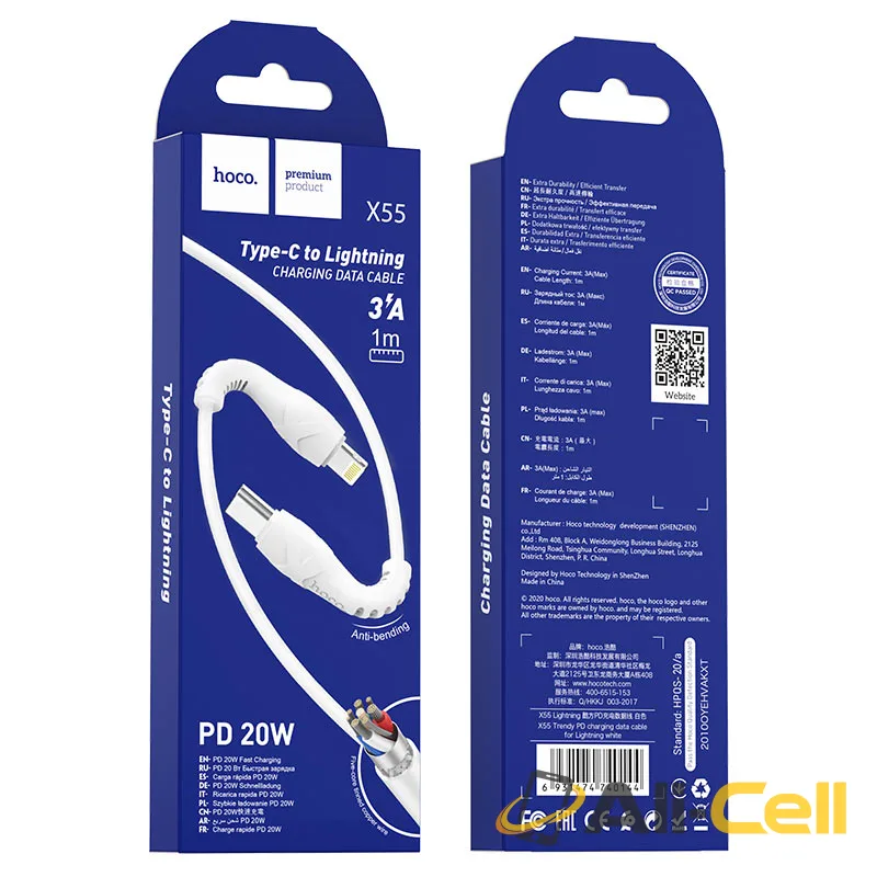 Cable Type-C to Lightning “X55 Trendy” PD charging data sync (X55 Pd Type C To Lightning White, 1.0m) — 7