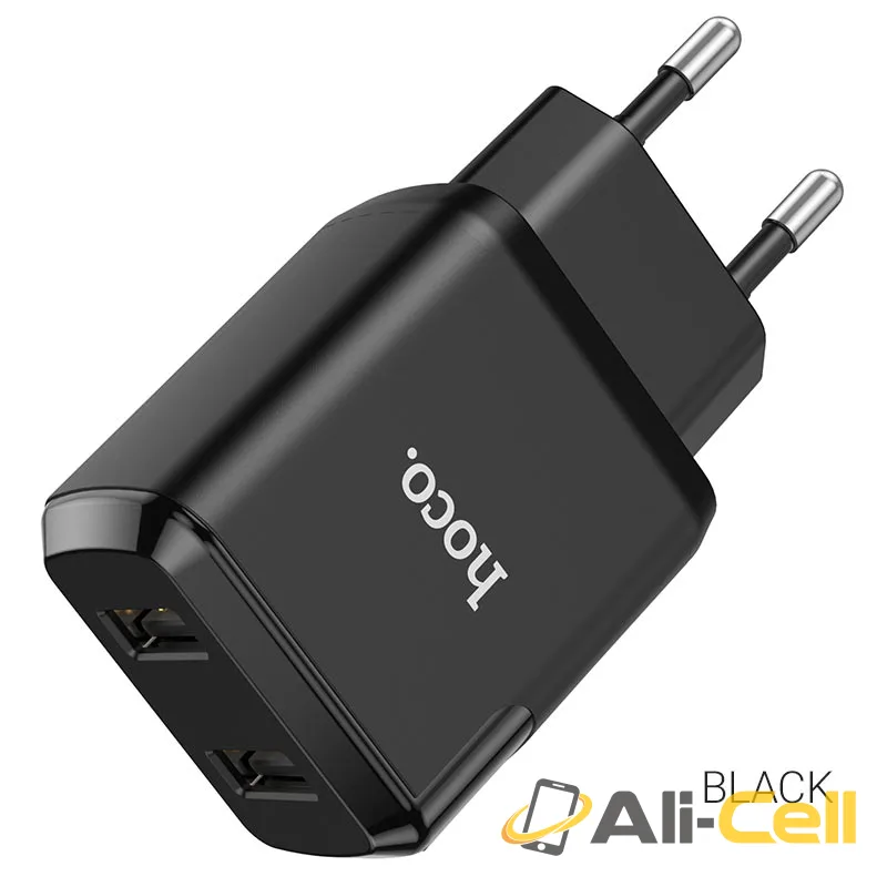 Wall charger “N7 Speedy” dual port EU set with cable (N7 Black, Single)