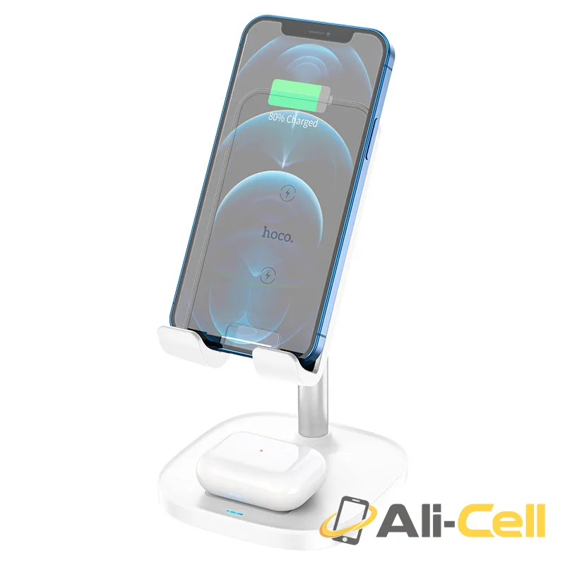 Tabletop wireless charging holder “CW37 Thorough” 2-in-1 (Cw37 White)