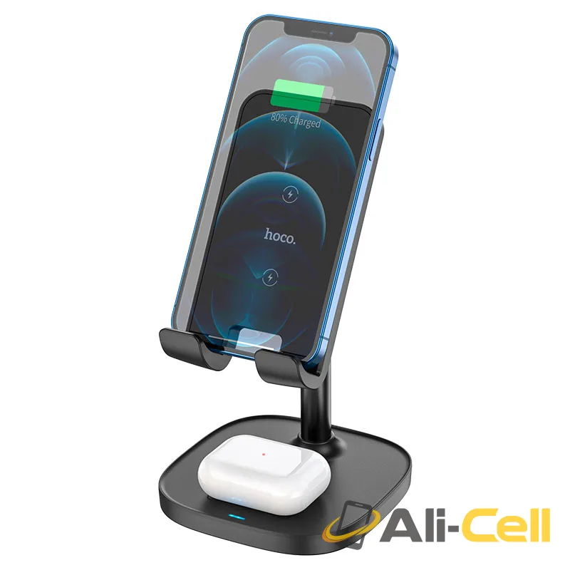 Tabletop wireless charging holder “CW37 Thorough” 2-in-1 (Cw37 Black)