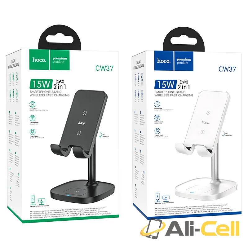 Tabletop wireless charging holder “CW37 Thorough” 2-in-1 (Cw37 Black) — 7