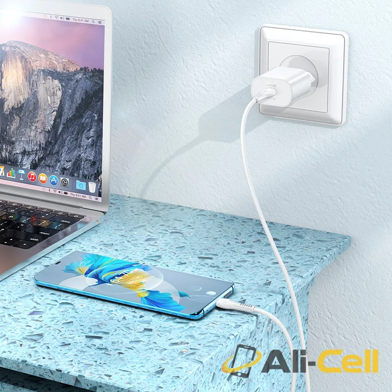 Wall charger “N22 Jetta” PD25W EU set with cable (N22 White, Single) — 5