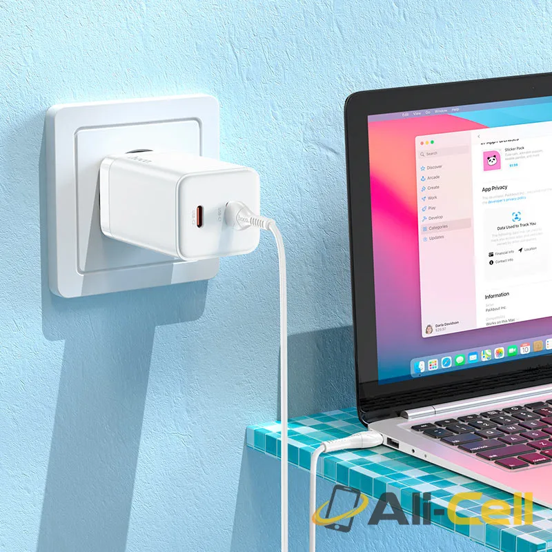 Wall charger “N23 Starlight” PD45W EU set with cable (N23 White, Single) — 5