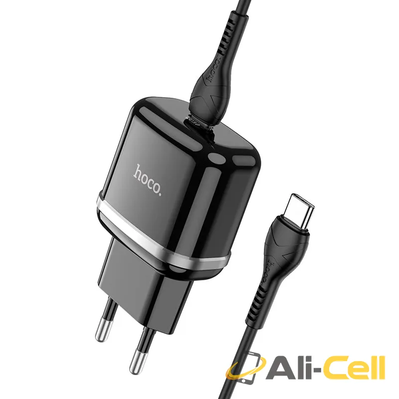 Wall charger “N24 Victorious” PD20W EU set with cable (N24 Tc Tc Black, Set With Type C To Type C Cable)