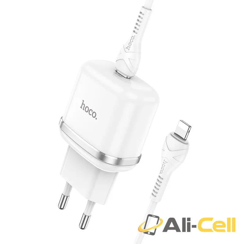 Wall charger “N24 Victorious” PD20W EU set with cable (N24 Tc Ltn White, Set With Type C To Lightning Cable)
